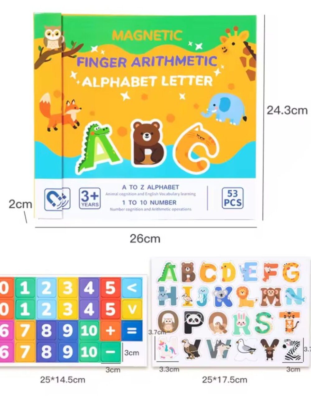 Magnetic Alphabet & Math Set, 53pc Montessori Learning Toy - Picture 13 of 16